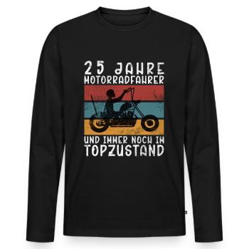 25. Geburtstag Biker Motorrad Vintage Geschenk - Männer Premium Bio Langarmshirt - Schwarz - Vorne - Nico (187cm)