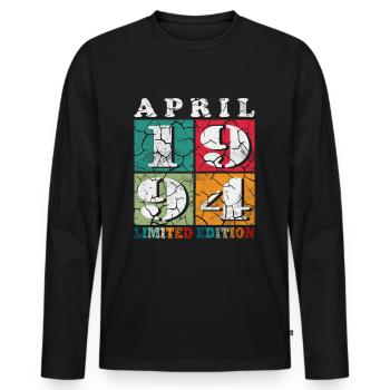 30. Geburtstag April 1994 - Männer Premium Bio Langarmshirt - Schwarz - Vorne - Nico (187cm)