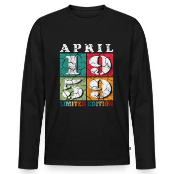 April 1959 - Birthday present April 1959 April - Men's Premium Organic Long Sleeve Shirt - black - Front - Nico (187cm)