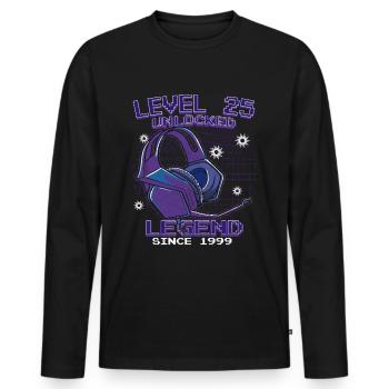 Niveau 25 débloqué Légendaire depuis 1999 - T-shirt manches longues Premium bio Homme - noir - Devant - Nico (187cm)