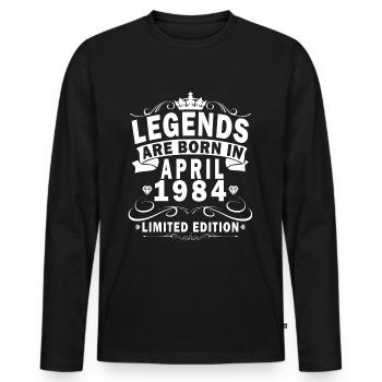 Legends Are Born In April 1984 - 1984 - Men's Premium Organic Long Sleeve Shirt - black - Front - Nico (187cm)