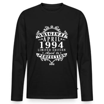 30. Geburtstag April 1994 - Männer Premium Bio Langarmshirt - Schwarz - Vorne - Nico (187cm)
