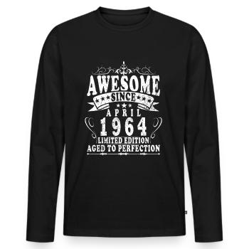 Avril 1964| Avril 1964 Anniversaire 1964 - T-shirt manches longues Premium bio Homme - noir - Devant - Nico (187cm)
