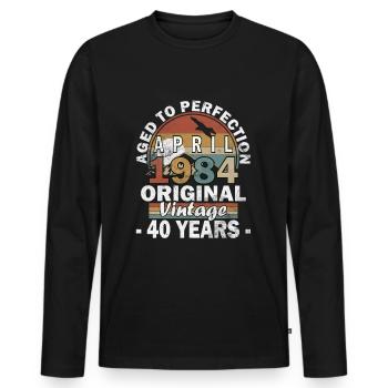 40 ans Année de naissance 1984 Né en avril 1984 - T-shirt manches longues Premium bio Homme - noir - Devant - Nico (187cm)