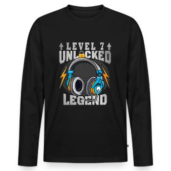 Gamer Gaming Level 7 Unlocked - Männer Premium Bio Langarmshirt - Schwarz - Vorne - Nico (187cm)