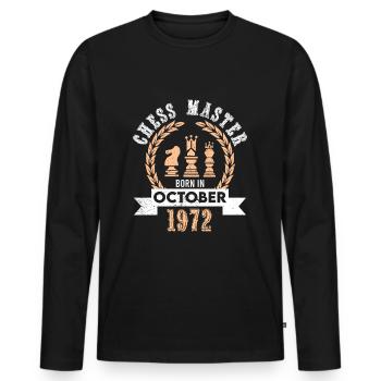 52e anniversaire pour les joueurs d’échecs 1972 octobre - T-shirt manches longues Premium bio Homme - noir - Devant - Nico (187cm)