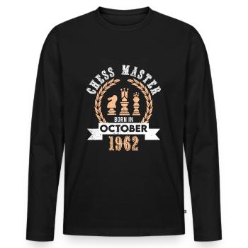 62nd Birthday for Chess Players 1962 October - Men's Premium Organic Long Sleeve Shirt - black - Front - Nico (187cm)