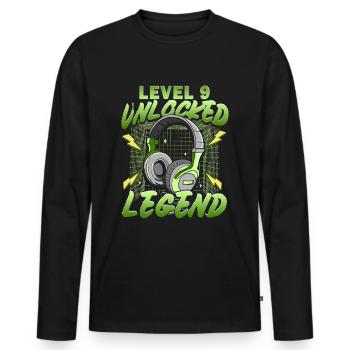 Level 9 Unlocked 9th Birthday Gamer Gamer - Men's Premium Organic Long Sleeve Shirt - black - Front - Nico (187cm)