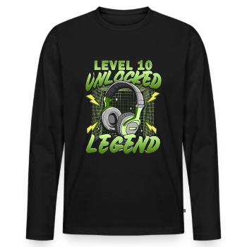 Dixième anniversaire garçon 10 ans Gaming Gamer - T-shirt manches longues Premium bio Homme - noir - Devant - Nico (187cm)