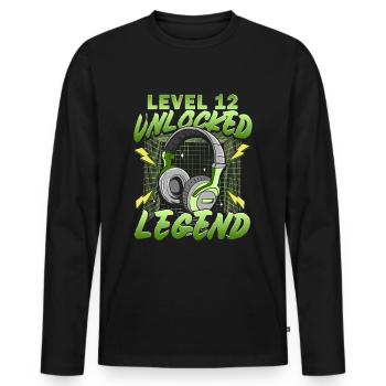 Gamer 12. Geburtstag Junge Level 12 Complete - Männer Premium Bio Langarmshirt - Schwarz - Vorne - Nico (187cm)