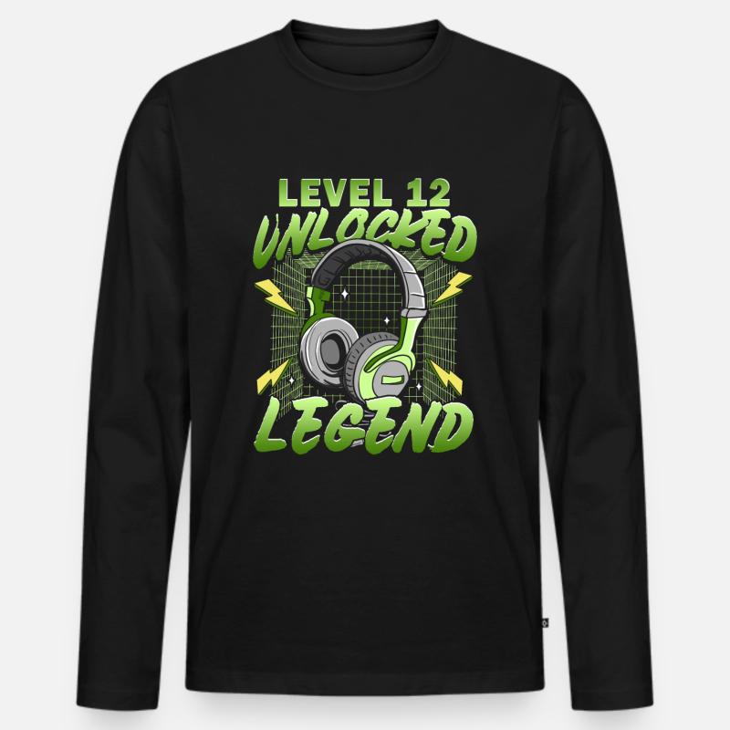 Gamer 12. Geburtstag Junge Level 12 Complete - Männer Premium Bio Langarmshirt - Schwarz
