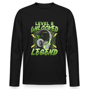 Level 8 unlocked freigeschaltet gamer 8 Jahre alt - Männer Premium Bio Langarmshirt - Schwarz - Vorne - Nico (187cm)
