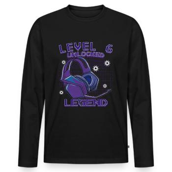 Level 6 Unlocked Gaming Jungen Mädchen Gamer 6. - Männer Premium Bio Langarmshirt - Schwarz - Vorne - Nico (187cm)