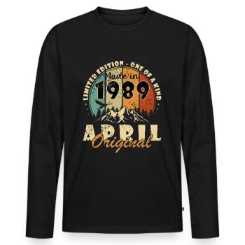 1989 Avril 1989 Jubilé Avril 1989 Avril - T-shirt manches longues Premium bio Homme - noir - Devant - Nico (187cm)