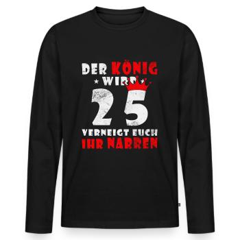 25 Krone 25 Geburtstag 25 Jahre - Männer Premium Bio Langarmshirt - Schwarz - Vorne - Nico (187cm)