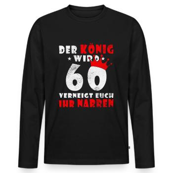 60 Krone 60 Geburtstag 60 Jahre - Männer Premium Bio Langarmshirt - Schwarz - Vorne - Nico (187cm)