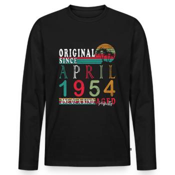 April 1954 Jahrestag April 1954 Geschenk 1954 - Männer Premium Bio Langarmshirt - Schwarz - Vorne - Nico (187cm)