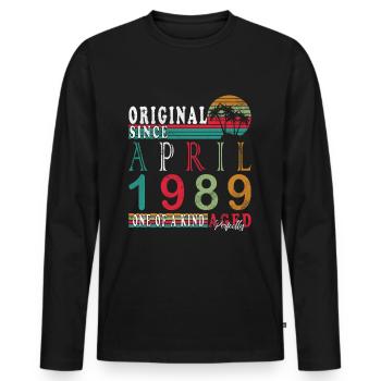 1989 Avril 1989 Jubilé Avril 1989 Avril - T-shirt manches longues Premium bio Homme - noir - Devant - Nico (187cm)