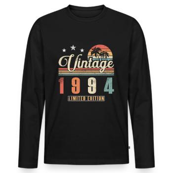 Original 1994 Vintage | Birthday present 1994 - Men's Premium Organic Long Sleeve Shirt - black - Front - Nico (187cm)