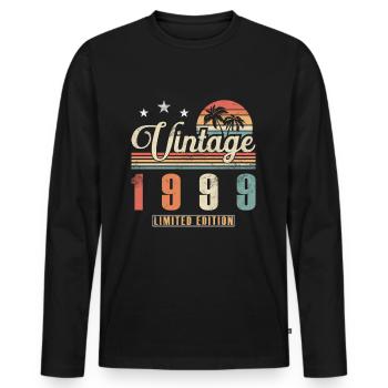 Original 1999 Millésime | Cadeau d’anniversaire 1999 - T-shirt manches longues Premium bio Homme - noir - Devant - Nico (187cm)