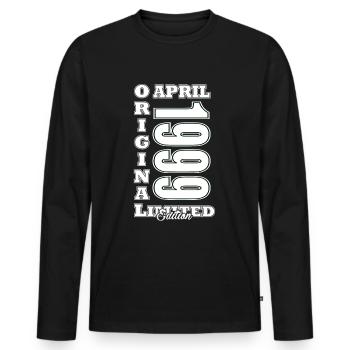 Avril 1999 Cadeau d’anniversaire Avril 1999 Avril - T-shirt manches longues Premium bio Homme - noir - Devant - Nico (187cm)