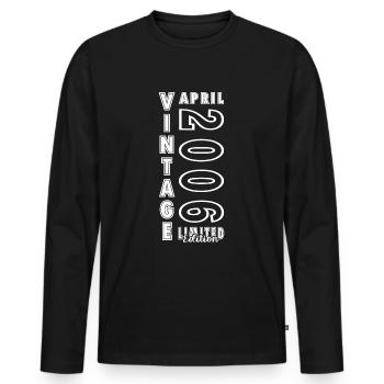 April 2006 Jubiläum April 2006 Retro - Männer Premium Bio Langarmshirt - Schwarz - Vorne - Nico (187cm)