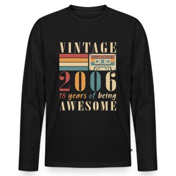 Original 2006 Vintage cadeau d’anniversaire 2006 - T-shirt manches longues Premium bio Homme - noir - Devant - Nico (187cm)