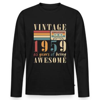 1959 Vintage Retro 1959 Birthday Gift - Men's Premium Organic Long Sleeve Shirt - black - Front - Nico (187cm)
