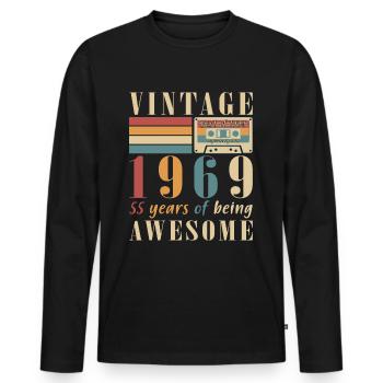 Vintage 1969 - Vintage Birthday Gift 1969 - Men's Premium Organic Long Sleeve Shirt - black - Front - Nico (187cm)