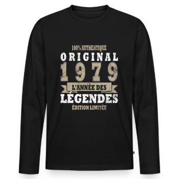 1979 les légendes sont nées en 1979 | vintage - T-shirt manches longues Premium bio Homme - noir - Devant - Nico (187cm)