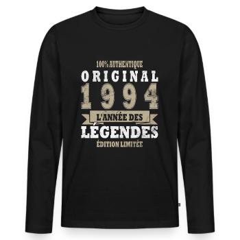 Légende 1994 Anniversaire légendaire depuis 1994 - T-shirt manches longues Premium bio Homme - noir - Devant - Nico (187cm)