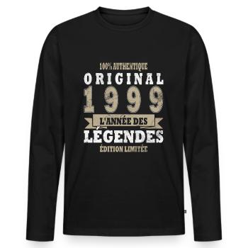 1999 Vintage Cadeau Anniversaire 1999 Retro 1999 - T-shirt manches longues Premium bio Homme - noir - Devant - Nico (187cm)