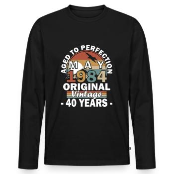 May 1984 Birthday 40th Birthday Sayings - Men's Premium Organic Long Sleeve Shirt - black - Front - Nico (187cm)