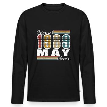 Mai 1989 Geburtstagsgeschenk Mai 1989 - 1989 Mai - Männer Premium Bio Langarmshirt - Schwarz - Vorne - Nico (187cm)