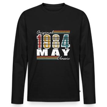 Vintage May 1984 May 1984 Vintage May 1984 - Men's Premium Organic Long Sleeve Shirt - black - Front - Nico (187cm)