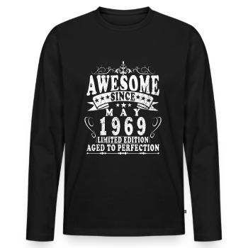 Mai Vintage 55e anniversaire né 1969 Vibe - T-shirt manches longues Premium bio Homme - noir - Devant - Nico (187cm)
