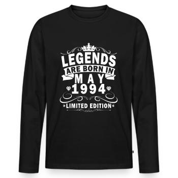 Mai 1994 Geburtstag Mai 1994 Retro - Männer Premium Bio Langarmshirt - Schwarz - Vorne - Nico (187cm)