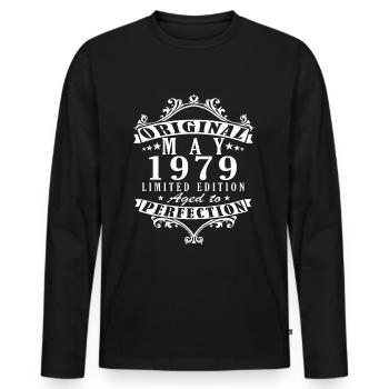 Mai 1979 - Millésime 1979 Jubilé - Mai 1979 - T-shirt manches longues Premium bio Homme - noir - Devant - Nico (187cm)