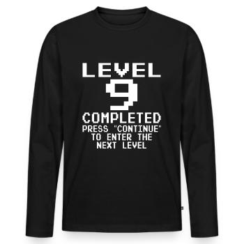 Niveau 9 Terminez 9 Anniversaire Garçon Fille - T-shirt manches longues Premium bio Homme - noir - Devant - Nico (187cm)