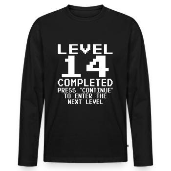 Level 14 Complete 14.Geburtstag Gamer Gaming - Männer Premium Bio Langarmshirt - Schwarz - Vorne - Nico (187cm)