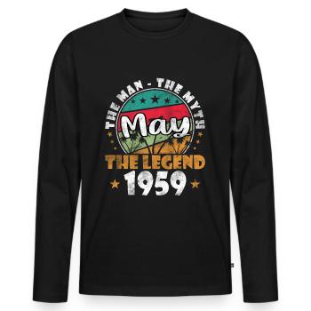 Mai 1959 Geburtstagsgeschenk Mai 1959 - 1959 Mai - Männer Premium Bio Langarmshirt - Schwarz - Vorne - Nico (187cm)