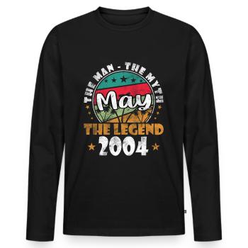 Mai 2004 Cadeau d’anniversaire mai 2004 - Mai 2004 - T-shirt manches longues Premium bio Homme - noir - Devant - Nico (187cm)