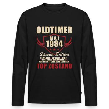 40th Birthday Man Vintage May Vintage 1984 - Men's Premium Organic Long Sleeve Shirt - black - Front - Nico (187cm)