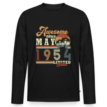 Mai 1954 Mai Anniversaire 1954 Mai Original - T-shirt manches longues Premium bio Homme - noir - Devant - Nico (187cm)