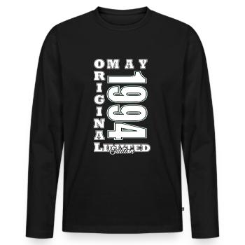 Millésime Mai 1994 Mai 1994 Millésime Mai 1994 - T-shirt manches longues Premium bio Homme - noir - Devant - Nico (187cm)
