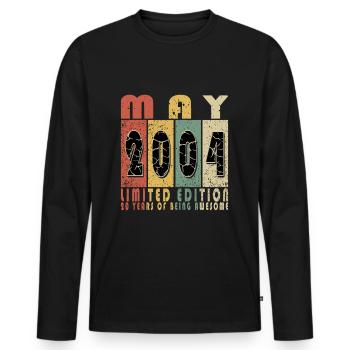 May 2004 Birthday Gift 2004 Vintage 2004 - Men's Premium Organic Long Sleeve Shirt - black - Front - Nico (187cm)