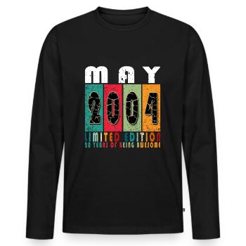 Mai 2004 Cadeau d’anniversaire mai 2004 - Mai 2004 - T-shirt manches longues Premium bio Homme - noir - Devant - Nico (187cm)