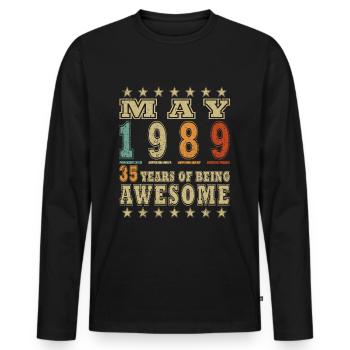 Mai 1989 - Millésime 1989 Jubilé - Mai 1989 - T-shirt manches longues Premium bio Homme - noir - Devant - Nico (187cm)