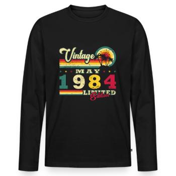 Vintage May 1984 May 1984 Vintage May 1984 - Men's Premium Organic Long Sleeve Shirt - black - Front - Nico (187cm)