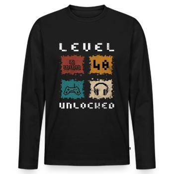 Level 40 unlocked - 40 Years Gamer's Birthday - Men's Premium Organic Long Sleeve Shirt - black - Front - Nico (187cm)